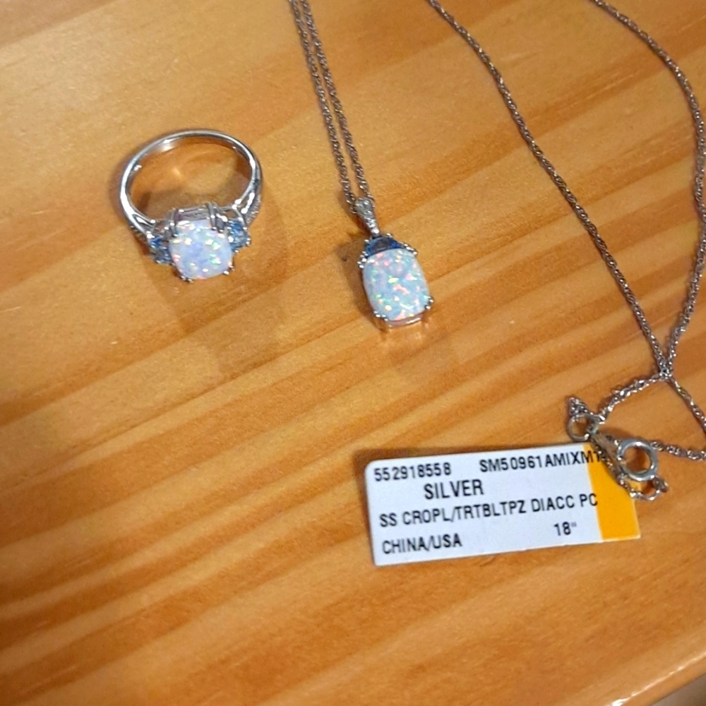 Opal ring and necklace set